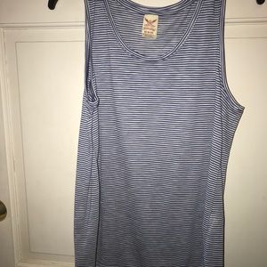 Faded Glory ceil blue & white stripped shirt